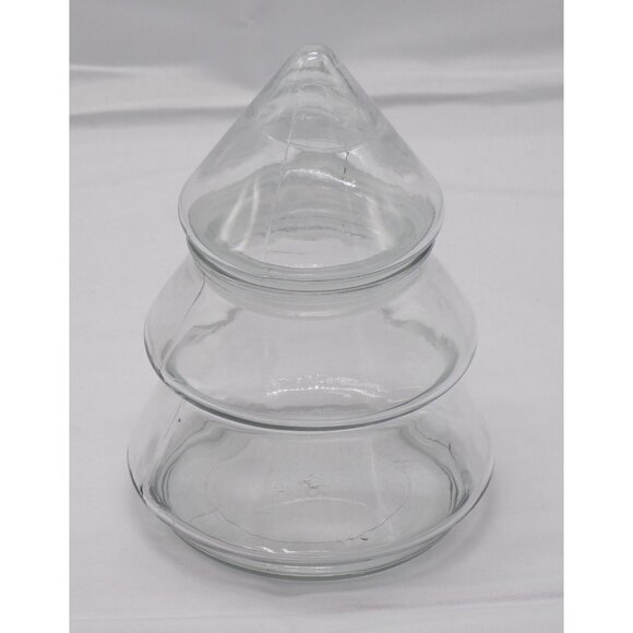 Anchor Hocking Clear Glass Christmas Tree Shaped Apothecary Jar 7" - Picture 1 of 4
